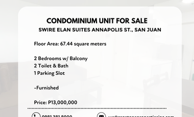2 Bedroom Unit For Sale in Swire Elan Suites at Annapolis St., San Juan City