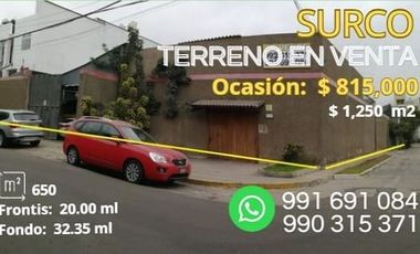 SURCO | VENTA TERRENO | 650 MTS