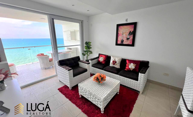 Departamento 2 dormitorios amoblado frente al mar en venta, sector playa Murciélago, Manta Ecuador