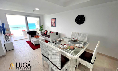 Departamento 2 dormitorios amoblado frente al mar en venta, sector playa Murciélago, Manta Ecuador