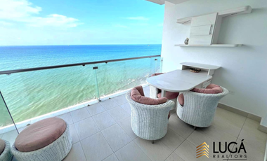 Departamento 2 dormitorios amoblado frente al mar en venta, sector playa Murciélago, Manta Ecuador