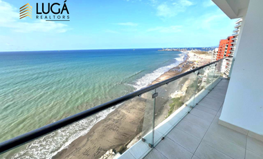 Departamento 2 dormitorios amoblado frente al mar en venta, sector playa Murciélago, Manta Ecuador