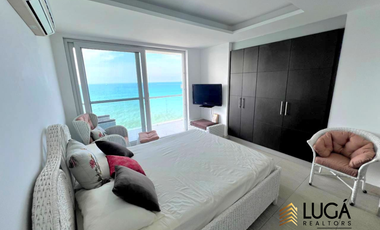Departamento 2 dormitorios amoblado frente al mar en venta, sector playa Murciélago, Manta Ecuador