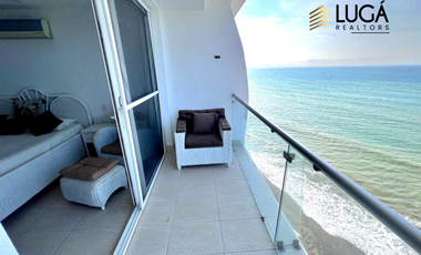 Departamento 2 dormitorios amoblado frente al mar en venta, sector playa Murciélago, Manta Ecuador