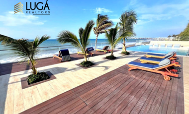 Departamento 2 dormitorios amoblado frente al mar en venta, sector playa Murciélago, Manta Ecuador