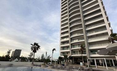 EN VENTA DEPARTAMENTO FRENTE AL MAR EN MAZATLAN DE TRES RECAMARAS (SECTOR CERRITOS) TORRE ESCONDIDO TOWER, CON ALBERCA, CANCHA DE PADEL, GYM, 193 M2