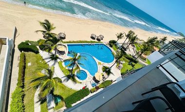 EN VENTA DEPARTAMENTO FRENTE AL MAR EN MAZATLÁN (SECTOR CERRITOS), DE DOS RECAMARAS C/U CON BAÑO COMPLETO, ALBERCA, SAUNA, GYM Y VISTA HERMOSA AL MAR