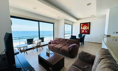 EN VENTA DEPARTAMENTO FRENTE AL MAR EN MAZATLÁN (SECTOR CERRITOS), DE DOS RECAMARAS C/U CON BAÑO COMPLETO, ALBERCA, SAUNA, GYM Y VISTA HERMOSA AL MAR