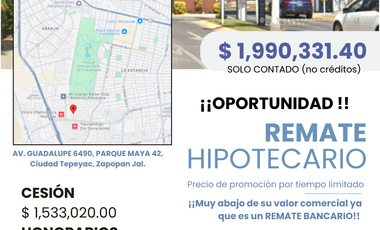 Oportunidad Casa de Remate Bancario !! Av. Guadalupe, Ciudad Tepeyac, Zapopan, Jal.