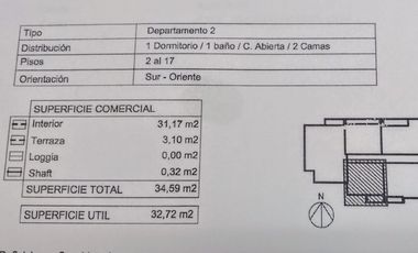 Vendo departamento Amoblado en Sector San Roque, 1 dormitorio 1 baño, UF 1750.