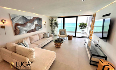 Departamento de lujo frente al mar en renta, 3 dormitorios amoblado, sector Barbasquillo, cerca a La Quadra Manta