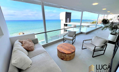 Departamento de lujo frente al mar en renta, 3 dormitorios amoblado, sector Barbasquillo, cerca a La Quadra Manta