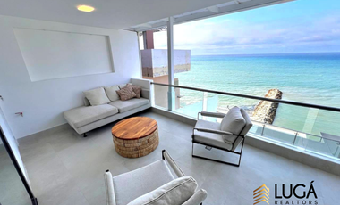 Departamento de lujo frente al mar en renta, 3 dormitorios amoblado, sector Barbasquillo, cerca a La Quadra Manta