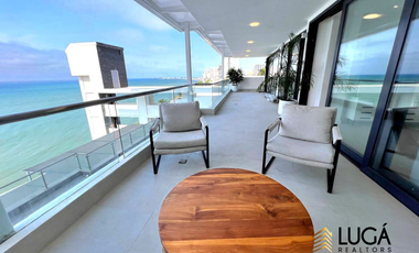 Departamento de lujo frente al mar en renta, 3 dormitorios amoblado, sector Barbasquillo, cerca a La Quadra Manta