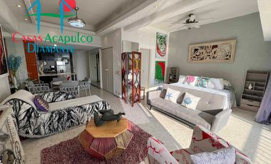 Loft en edificio de playa en la zona dorada de Acapulco. Con terraza y vista al mar