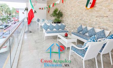 Loft en edificio de playa en la zona dorada de Acapulco. Con terraza y vista al mar