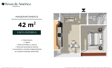 Minidepartamento de 1 dormitorio en Urb. Rosas de América Trujillo