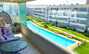 Hermoso departamento amoblado con vista al mar en el exclusivo Condominio Playa Paraíso, El Tabo