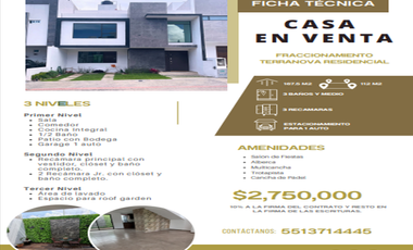 CASA EN Renta, FRACCIONAMIENTO TERRANOVA RESIDENCIAL, PACHUCA DE SOTO HGO.