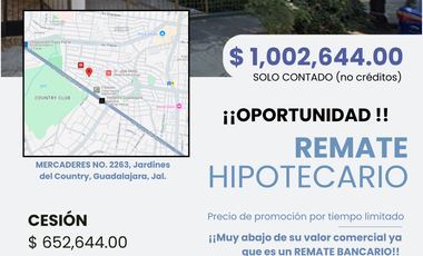 Oportunidad Casa de Remate Bancario !! Jardines del Country, Guadalajara, Jal.