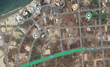 VENTA TERRENO ESQ. 250 m2  PUNTA BLANCA, RUTA DE SPONDYLUS, A 2 CUADRAS DEL MAR