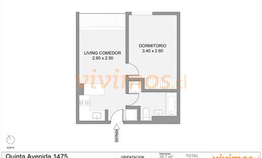 1 Dormitorio + 1 Baño + Estacionamiento y Bodega en San Miguel, Metro Ciudad del Niño.