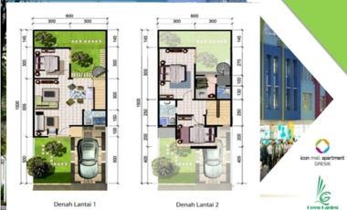 Rumah 2 Lantai Green Garden Icon Mall Kebomas Gresik