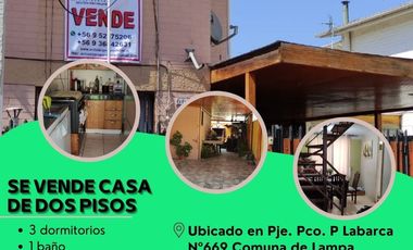 casa de dos pisos en el centro mismo de Lampa