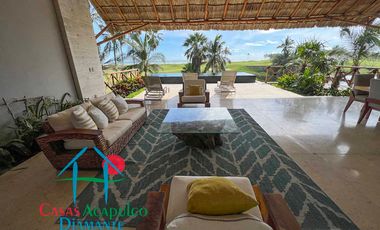 Hermosa casa en renta vacacional para 10 personas. Con alberca privada, vista al campo de golf y al mar