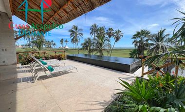Hermosa casa en renta vacacional para 10 personas. Con alberca privada, vista al campo de golf y al mar