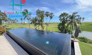 Hermosa casa en renta vacacional para 10 personas. Con alberca privada, vista al campo de golf y al mar