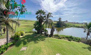 Hermosa casa en renta vacacional para 10 personas. Con alberca privada, vista al campo de golf y al mar