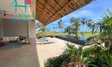 Hermosa casa en renta vacacional para 10 personas. Con alberca privada, vista al campo de golf y al mar