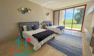 Hermosa casa en renta vacacional para 10 personas. Con alberca privada, vista al campo de golf y al mar