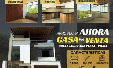 VENDO CASA DE ESTRENO DE TRES PISOS EN BOULEVARD PARK PLAZA, CASTILLA