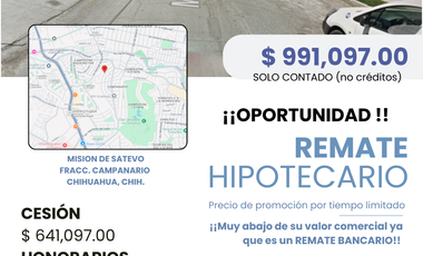 Oportunidad Casa de Remate Bancario !!  Fracc. Campanario, Chihuahua, Chih.