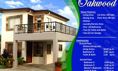 4Bedroom House and lot  Oakwood Single Attached