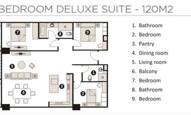 For Rent Apartment Kristal Residence (Hotel Kristal) Pondok Indah, South Jakarta – Type 3 BR Deluxe