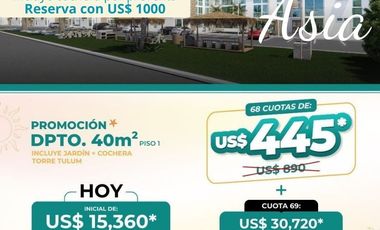 BOULEVARD ASIA - PREVENTA DEPARTAMENTOS + COCHERA DESDE 40M2 CONDOMINIO  - ASIA  km 98 Panam.Sur