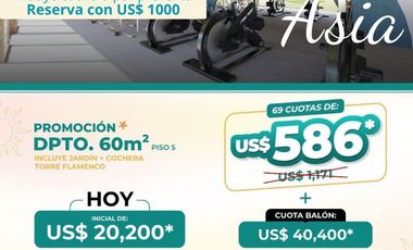 BOULEVARD ASIA - PREVENTA DEPARTAMENTOS + COCHERA DESDE 40M2 CONDOMINIO  - ASIA  km 98 Panam.Sur