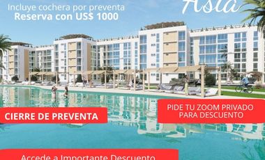 BOULEVARD ASIA - PREVENTA DEPARTAMENTOS + COCHERA DESDE 40M2 CONDOMINIO  - ASIA  km 98 Panam.Sur