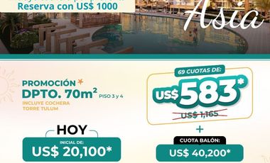 BOULEVARD ASIA - PREVENTA DEPARTAMENTOS + COCHERA DESDE 40M2 CONDOMINIO  - ASIA  km 98 Panam.Sur