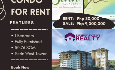 1-Bedroom Condo Unit for Sale or Rent in Serin West Tower 2, Tagaytay City