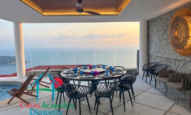 Casa en renta vacacional para 12 personas. Alberca privada con vista al mar