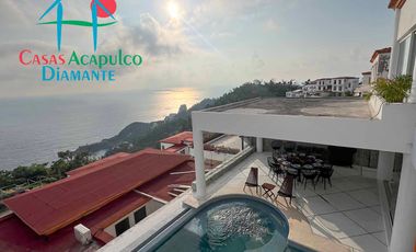 Casa en renta vacacional para 12 personas. Alberca privada con vista al mar