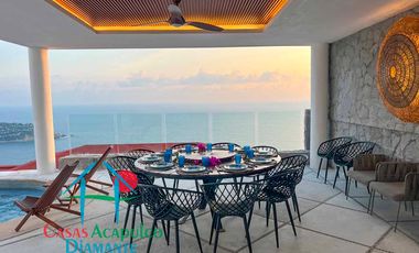 Casa en renta vacacional para 12 personas. Alberca privada con vista al mar