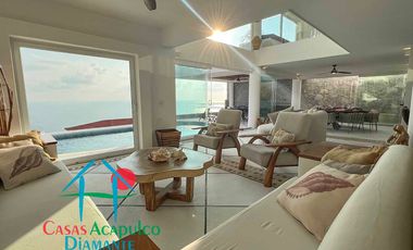 Casa en renta vacacional para 12 personas. Alberca privada con vista al mar