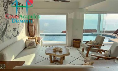 Casa en renta vacacional para 12 personas. Alberca privada con vista al mar
