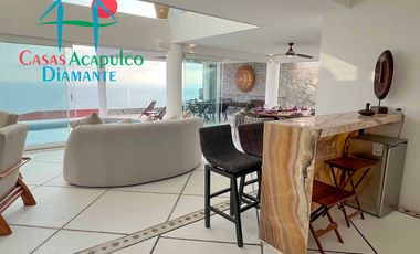 Casa en renta vacacional para 12 personas. Alberca privada con vista al mar