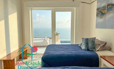 Casa en renta vacacional para 12 personas. Alberca privada con vista al mar